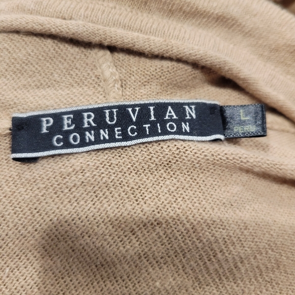 Peruvian Connection Size L Linen/cotton Blend Tan Ooen Front Cardigan - Picture 6 of 8